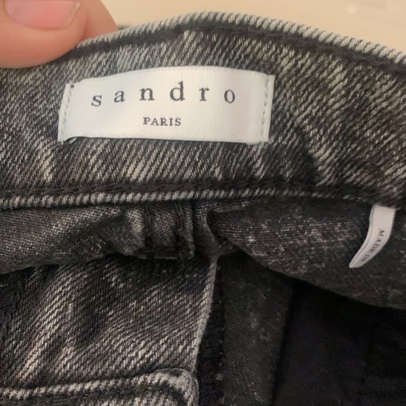 Sandro Lone Acid Washed Straight Leg Jeans in Black Size 42 (10) - Picture 11 of 13